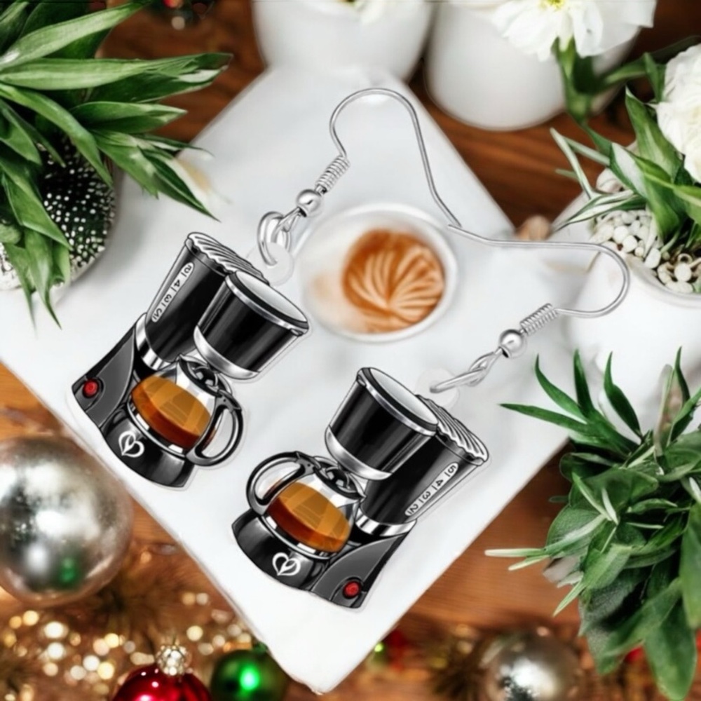 Black Coffee Maker Earrings